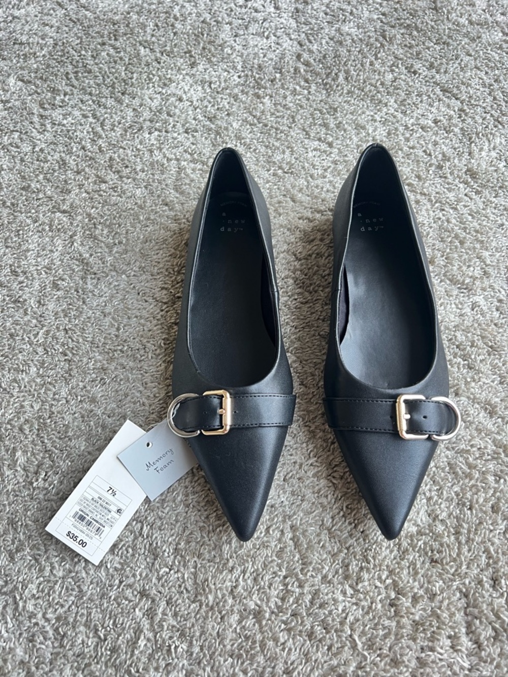 a new day Black Pointed Flats. Size 7.5